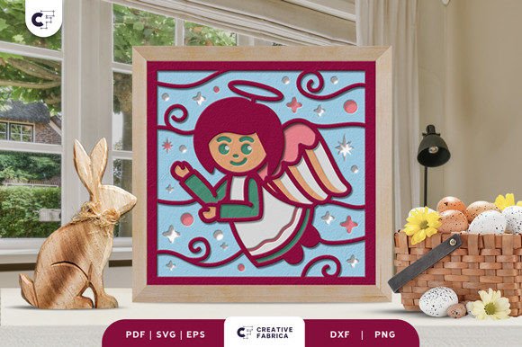 Angels 3D Shadow Box Paper Cut
