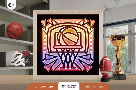 Basketball Ring 3D Shadow Box Paper Cut