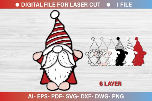 Christmas Gnome Paper Cut 3d SVG File for Laser Cutting and CNC Projects