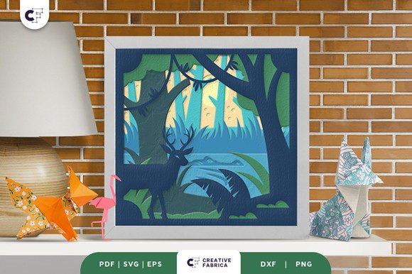 Deer in the Jungle 3D Shadow Box SVG: A Unique Paper Crafting Opportunity