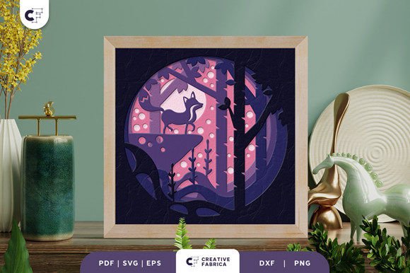 Discover the Fox on a Cliff 3D Shadow Box Paper Cut