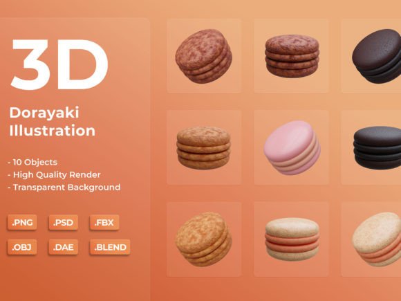 Dorayaki 3D Illustration: Enhancing Digital Projects with Ready-to-Use Assets