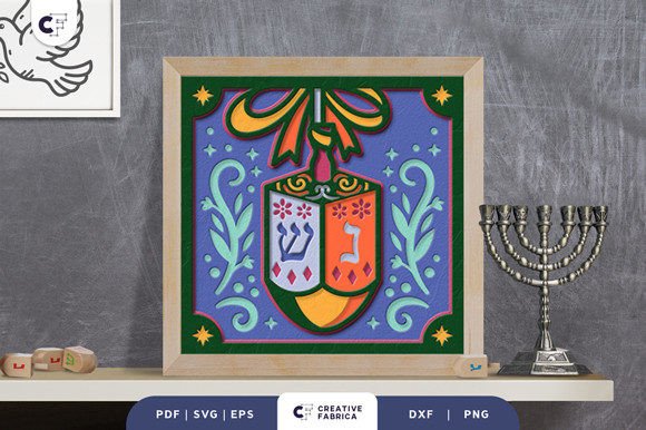 Dreidel 3D Shadow Box Paper Cut