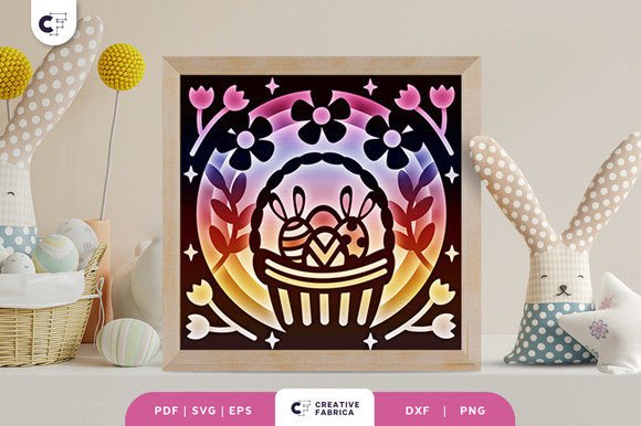 Easter Basket 3D Shadow Box Paper Cut