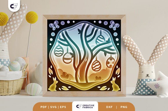 Easter Egg Tree 3D Shadow Box Paper Cut