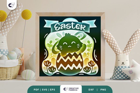 Easter Egg with Bunny 3D Shadow Box