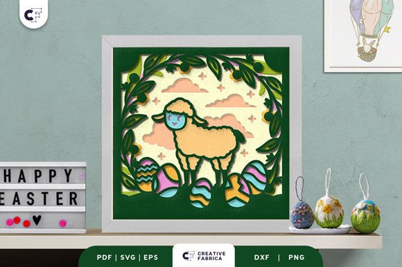 Floral Easter Lamb 3D Paper Cut