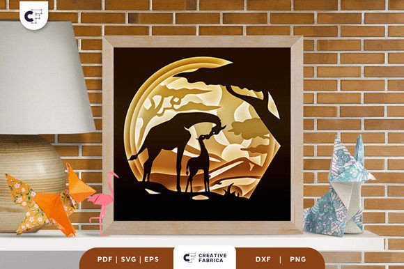Giraffe Mom and Baby 3D Shadow Box: A Creative Craft for Enthusiasts