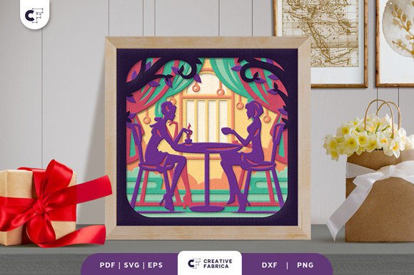 Girl Friends Drinking Tea 3D Shadow Box: A Creative and Meaningful Craft Project