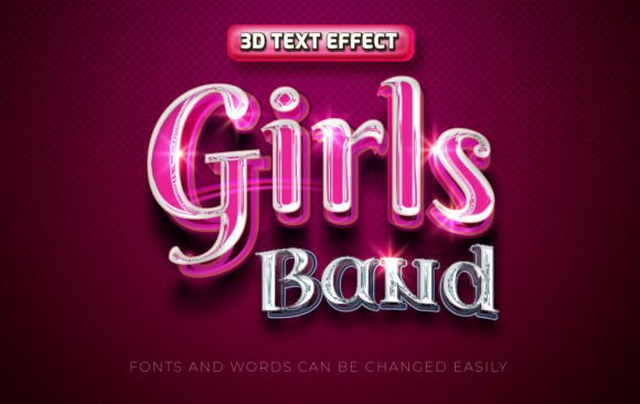 Girls Band 3d Editable Text Effect
