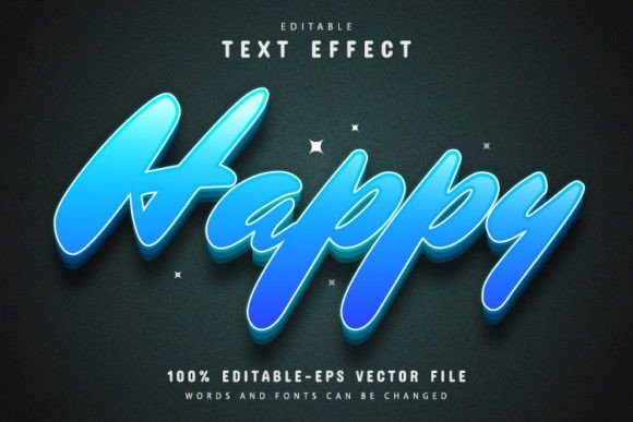 Happy 3d Blue Style Text Effect for Creative Expression