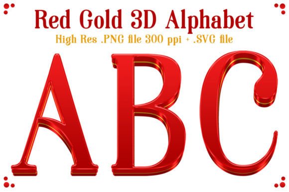 Red Gold 3D Alphabet for Stunning Design Projects