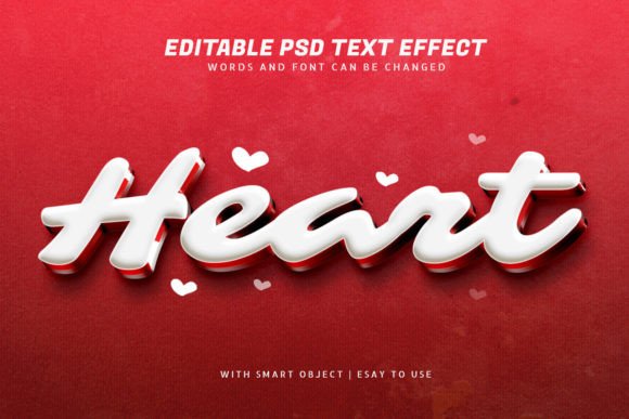 Red Heart 3d Style Text Effect Editable for Creative Projects