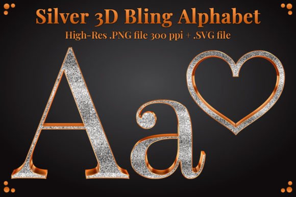 Silver 3D Bling Alphabet Set