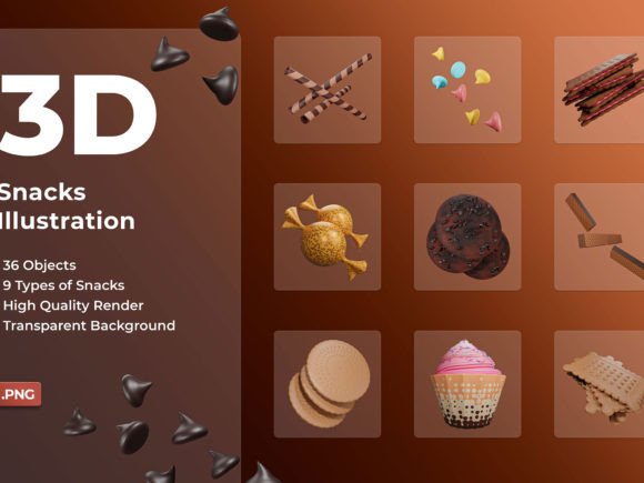 Snacks 3D Illustration for Creative Projects
