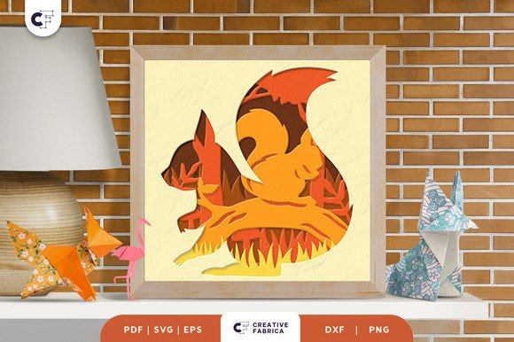 Squirrel with Acorn 3D Shadow Box SVG