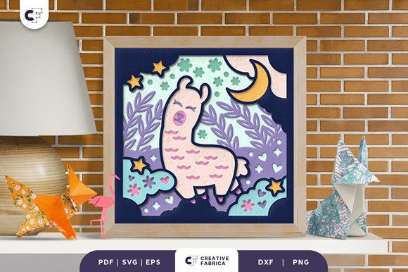 Sweet Llama 3D Shadow Box Paper Cut