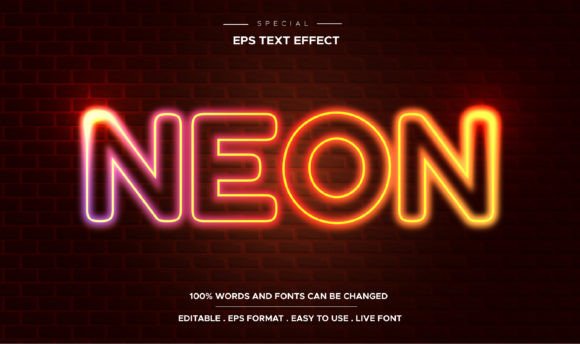 Text Effect Neon 3d Editable
