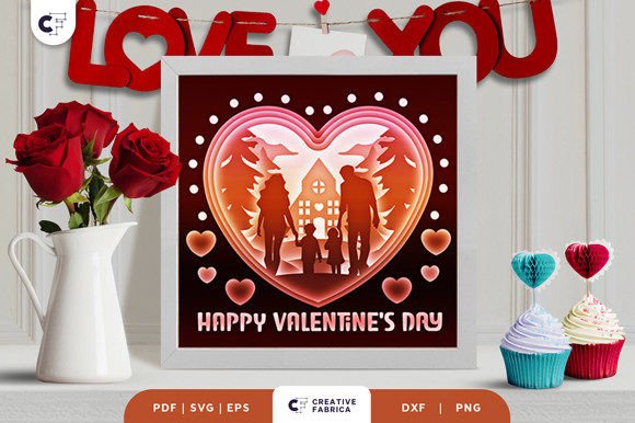Valentine's Family 3D Shadow Box SVG: A Creative Craft for Love and Art