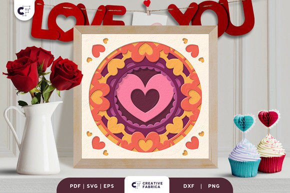 Valentine's Heart 3D Shadow Box Papercut