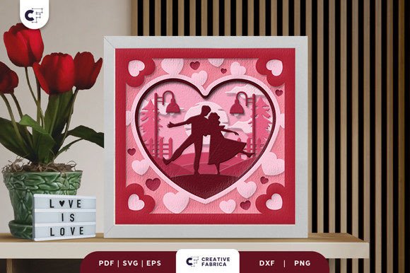 Valentine’s Couple 3D Layered Paper Cut