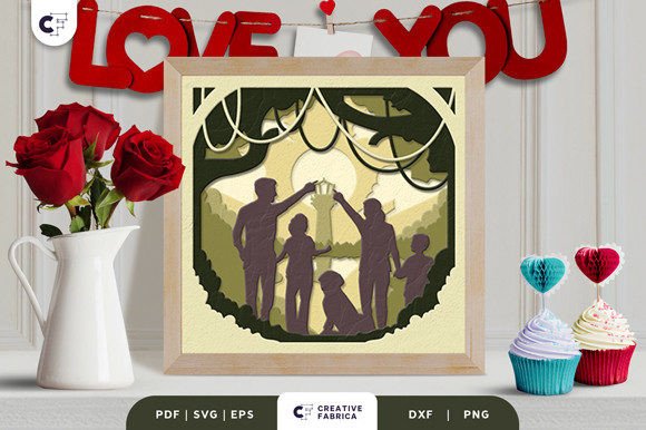 Valentine’s Family 3D Layered Paper Cut