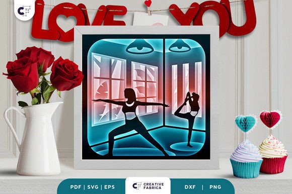Woman Doing Yoga 3D Shadow Box SVG