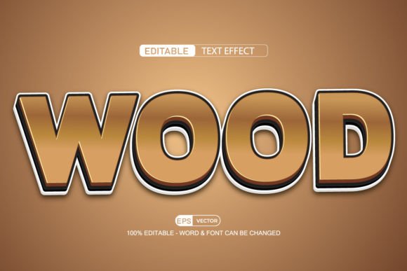 Wood 3D Editable Text Effect Vector